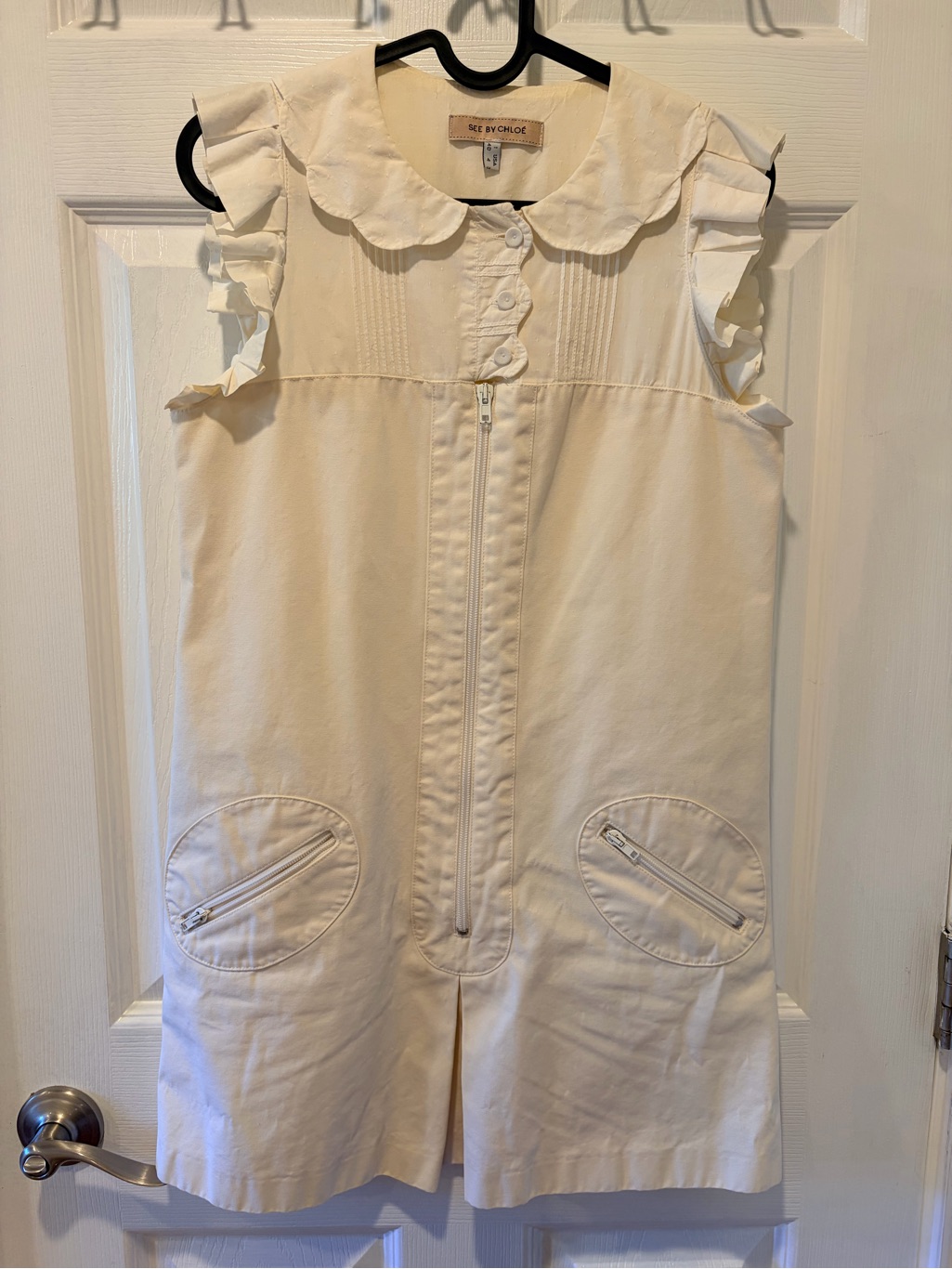 Made In Italy - See By Chlo Ivory Ruffle Sleeve Shift Dress